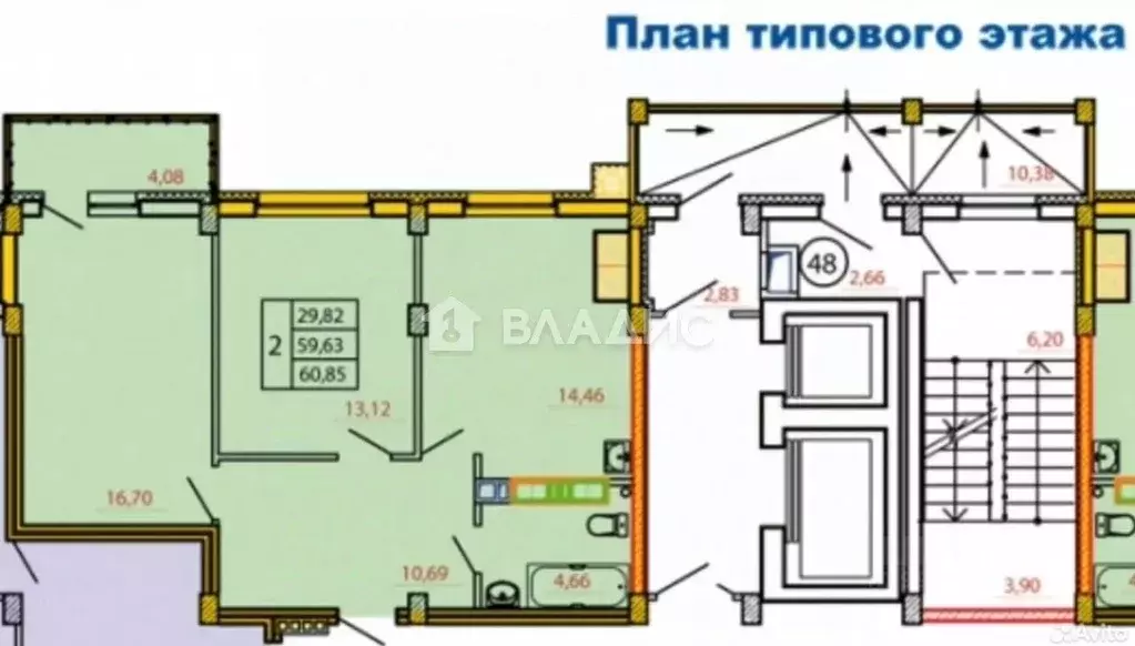 2-к кв. Ивановская область, Иваново ул. Богдана Хмельницкого, 40 (64.0 ... - Фото 2