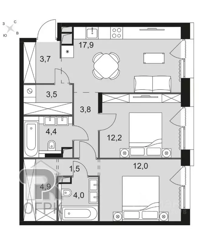 2-комнатная квартира: Москва, Снежная улица, вл22к3 (68.4 м) - Фото 1