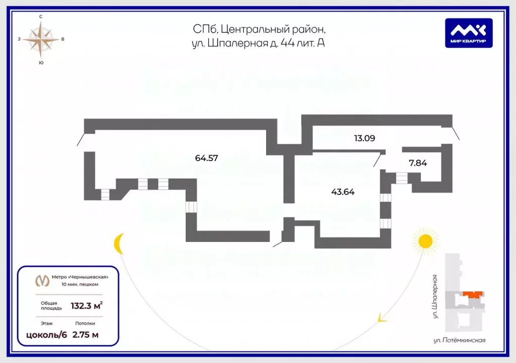 Помещение свободного назначения в Санкт-Петербург Шпалерная ул., 44а ... - Фото 1