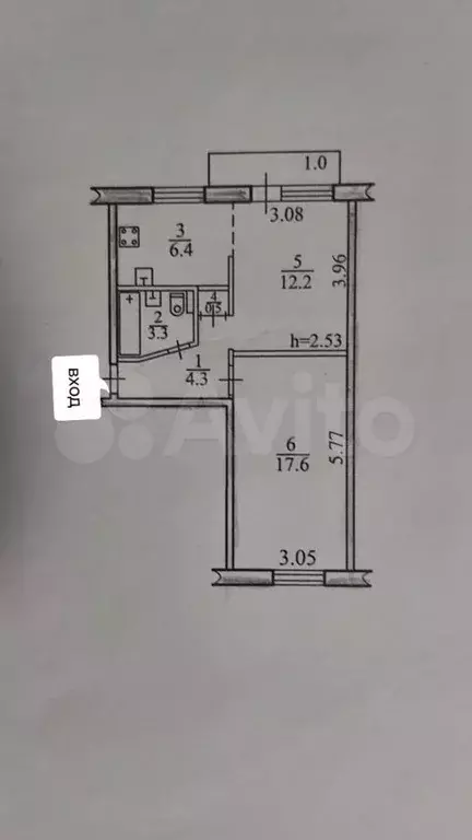 2-к. квартира, 44 м, 3/5 эт. - Фото 0