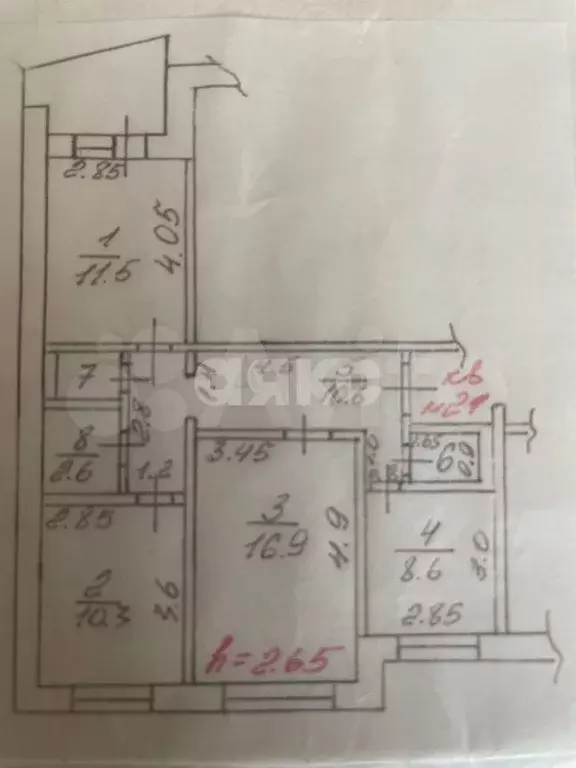 3-к. квартира, 63 м, 6/9 эт. - Фото 0