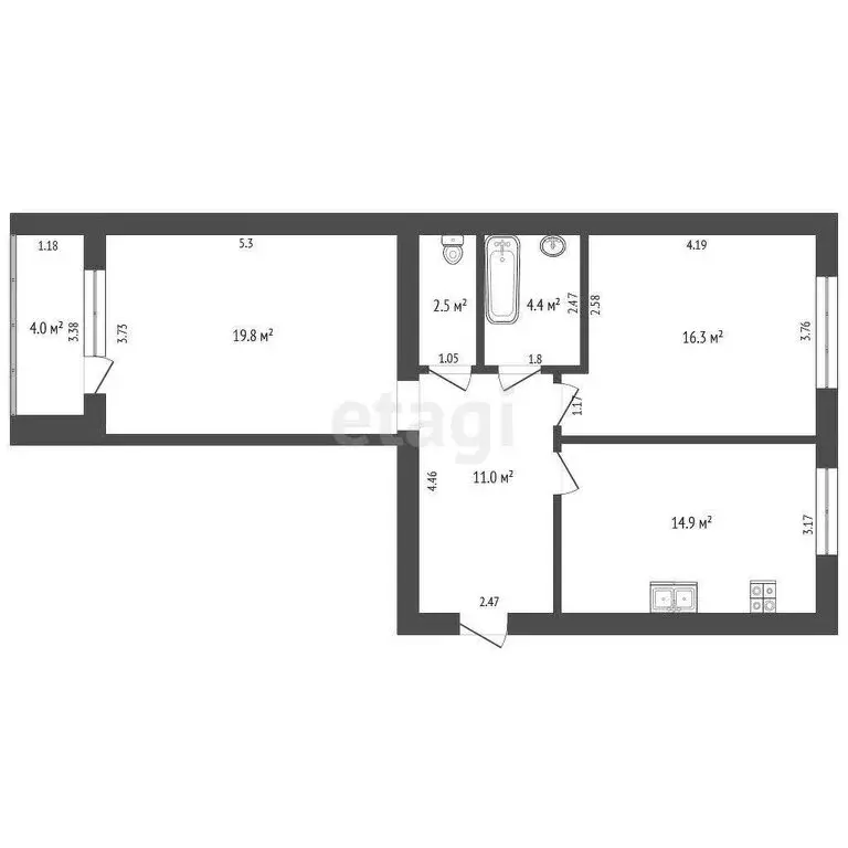 2-комнатная квартира: Таганрог, улица Чехова, 375 (71.2 м) - Фото 1