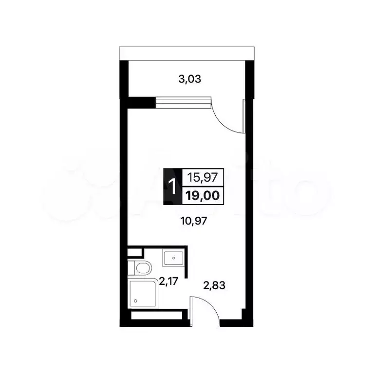 Апартаменты-студия, 19 м, 9/14 эт. - Фото 1