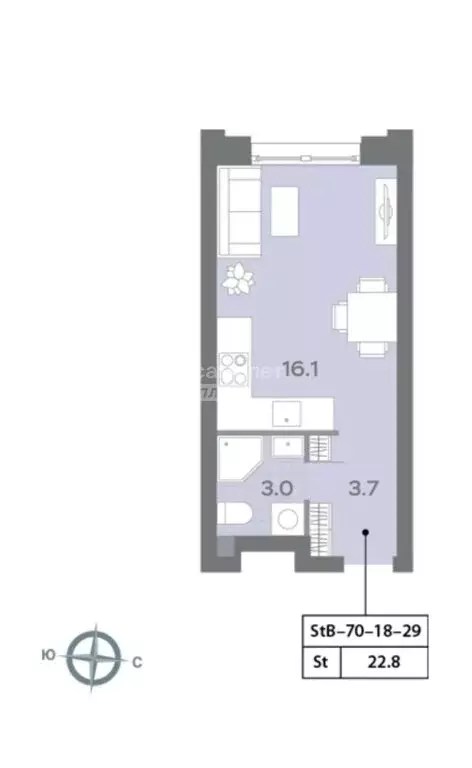 Квартира-студия: Москва, Ильменский проезд, 4к1 (22.8 м) - Фото 2