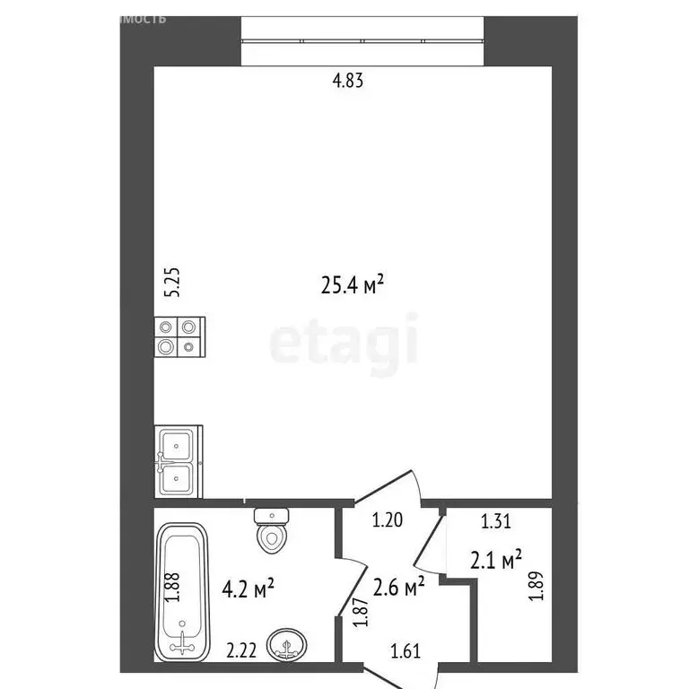 Квартира-студия: Саранск, проспект 70 лет Октября, 171/1 (34 м) - Фото 1