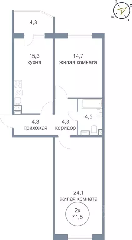 2-к кв. Ханты-Мансийский АО, Сургут тракт Югорский, 54/1 (71.5 м) - Фото 0