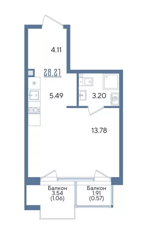 Квартира-студия: Казань, Авиастроительный район (28.22 м) - Фото 1