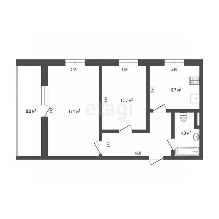 2-к кв. Тюменская область, Тюмень Механическая ул., 31 (50.0 м) - Фото 1