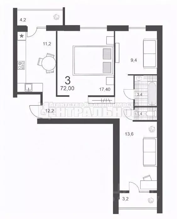 3-к кв. Смоленская область, Смоленск ул. 2-я Киевская, 20А (72.0 м) - Фото 1