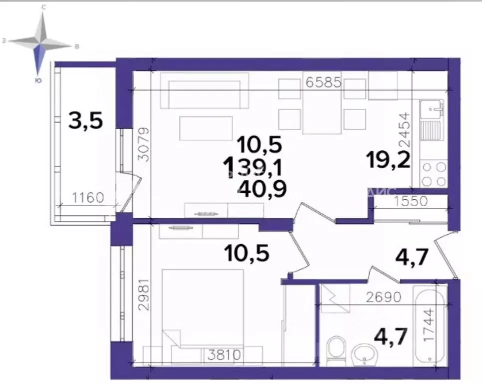 1-к кв. Рязанская область, Рязань Быстрецкая ул., 10к1 (39.4 м) - Фото 2
