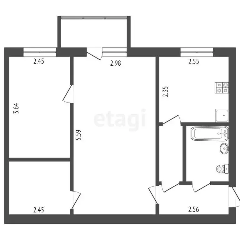 2-комнатная квартира: Йошкар-Ола, Ленинский проспект, 58 (44 м) - Фото 1