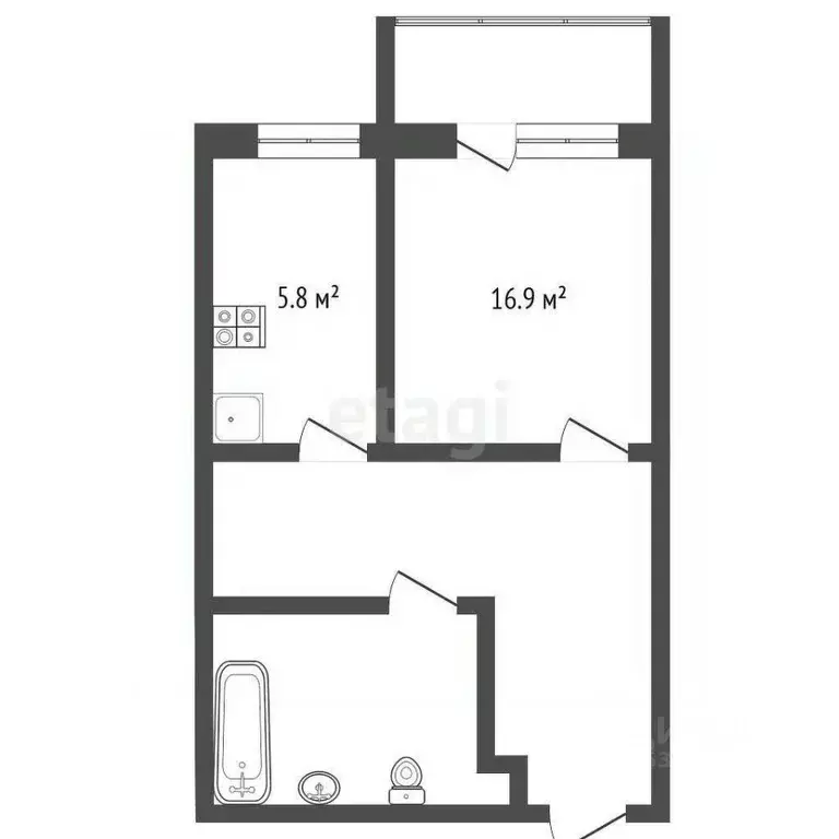 1-к кв. Ростовская область, Ростов-на-Дону Западный мкр, просп. ... - Фото 2