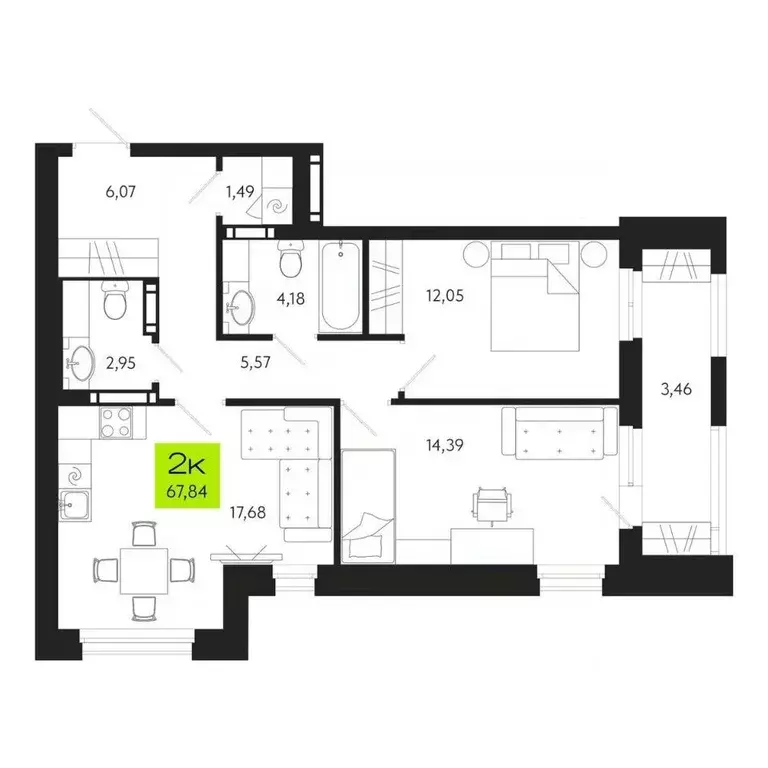 2-к кв. Томская область, Томск Уютный жилой квартал, ул. Маяковского, ... - Фото 1