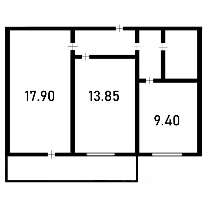 2-к кв. Томская область, Томск ул. Ивановского, 30 (42.0 м) - Фото 2