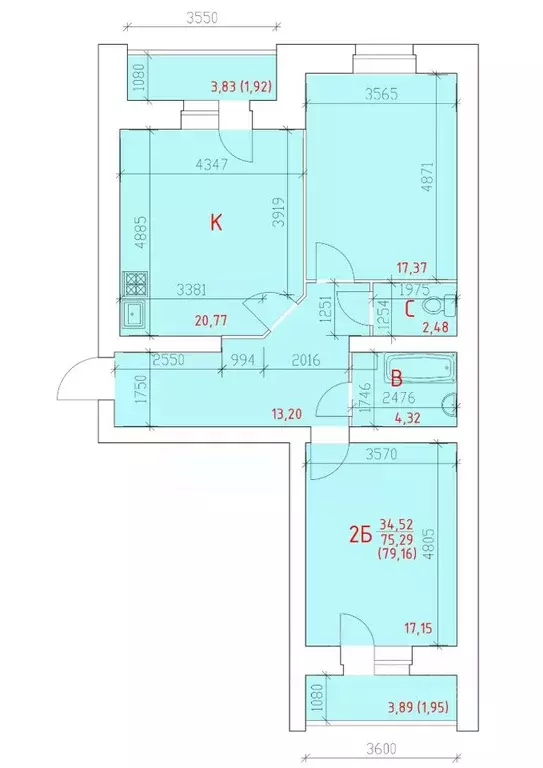 2-к кв. Вологодская область, Череповец 109-й мкр,  (79.16 м) - Фото 1
