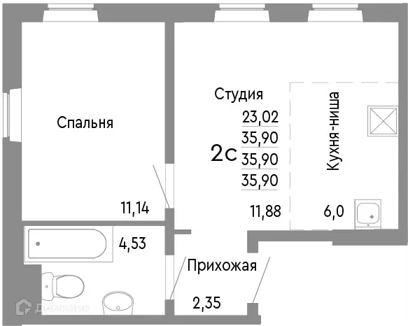Продаётся 2-к квартира, 35.9 м - Фото 0