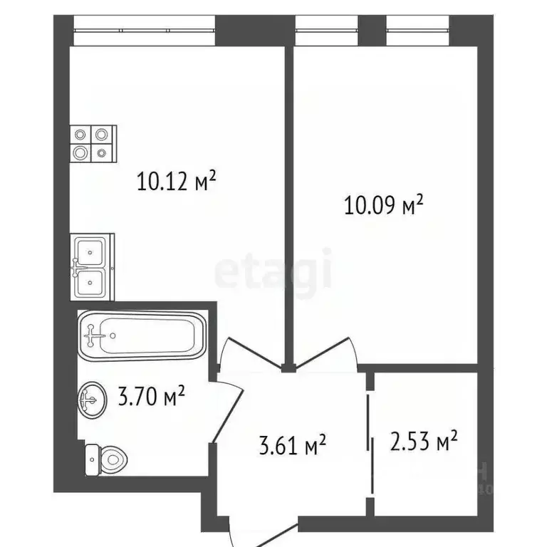 1-к кв. Тюменская область, Тюмень ул. Юрия Рогачева, 11к2 (29.6 м) - Фото 2