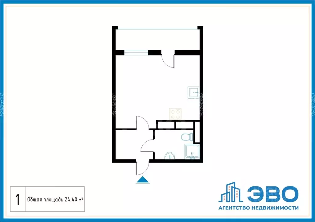 Студия Санкт-Петербург ул. Плесецкая, 16 (24.4 м) - Фото 2