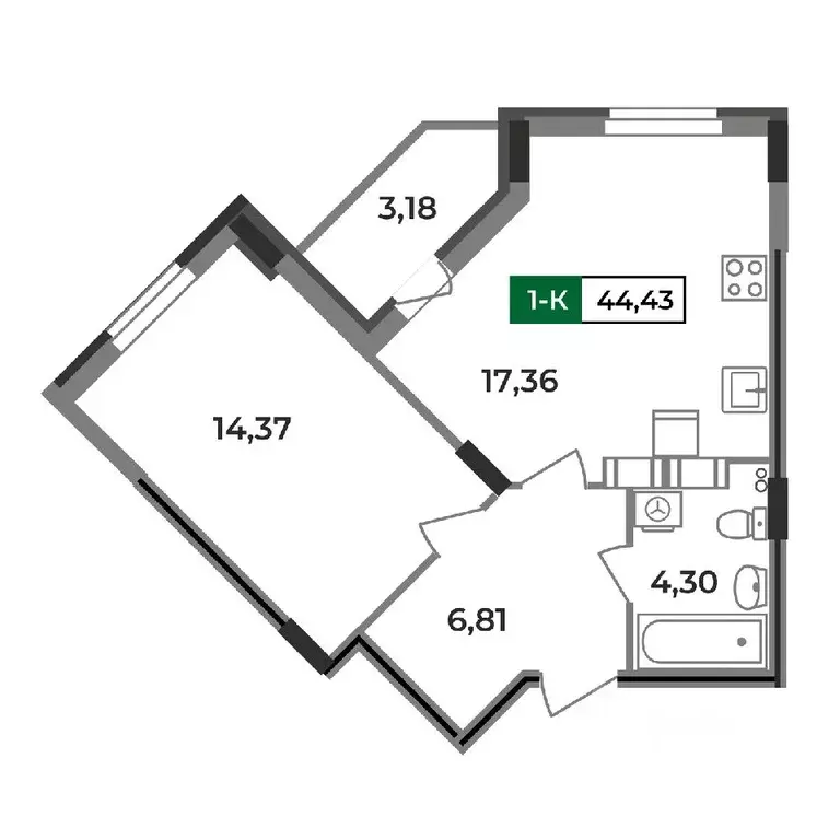 1-к кв. Владимирская область, Ковров Еловая ул., 11 (44.43 м) - Фото 0