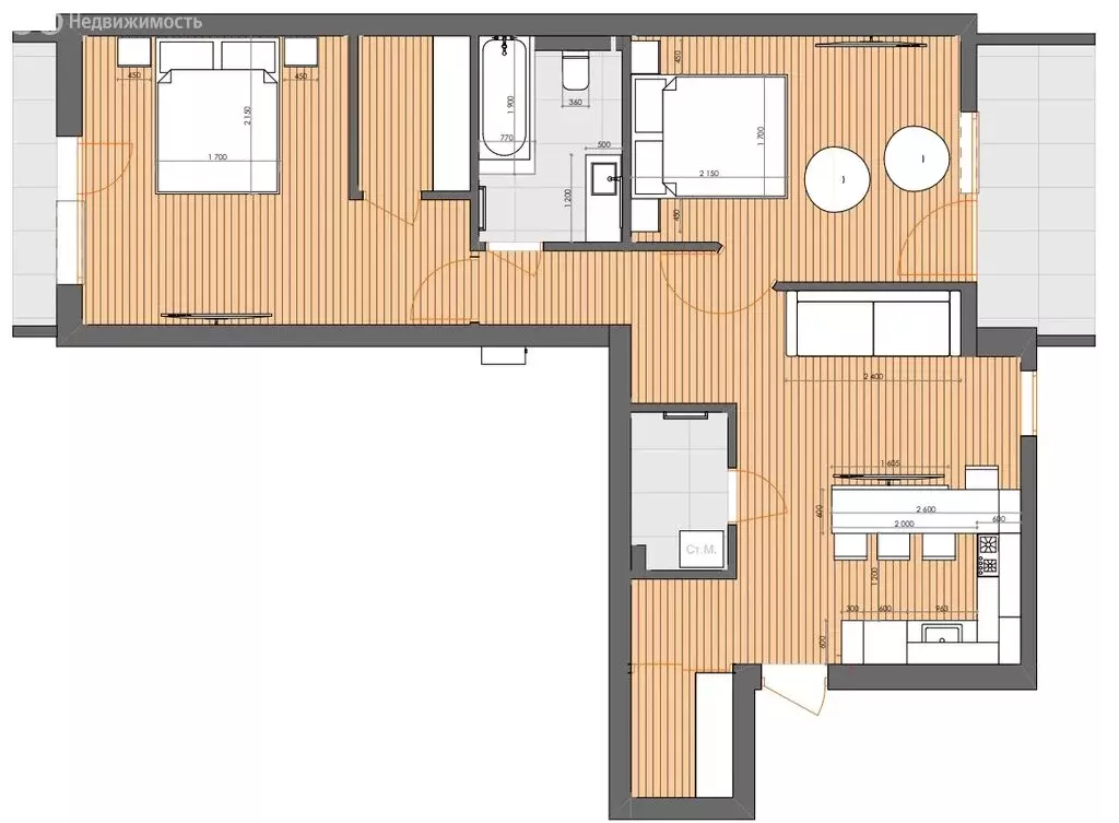 2-комнатная квартира: Калининград, улица Георгия Димитрова, 49 (76.6 ... - Фото 1