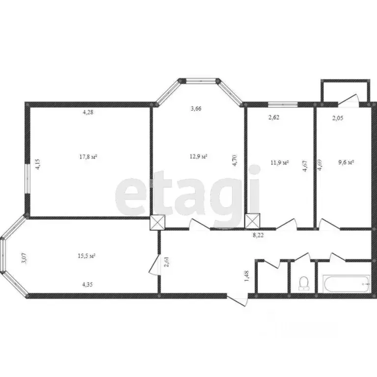 4-к кв. Белгородская область, Белгород ул. 5 Августа, 29б (91.0 м) - Фото 1