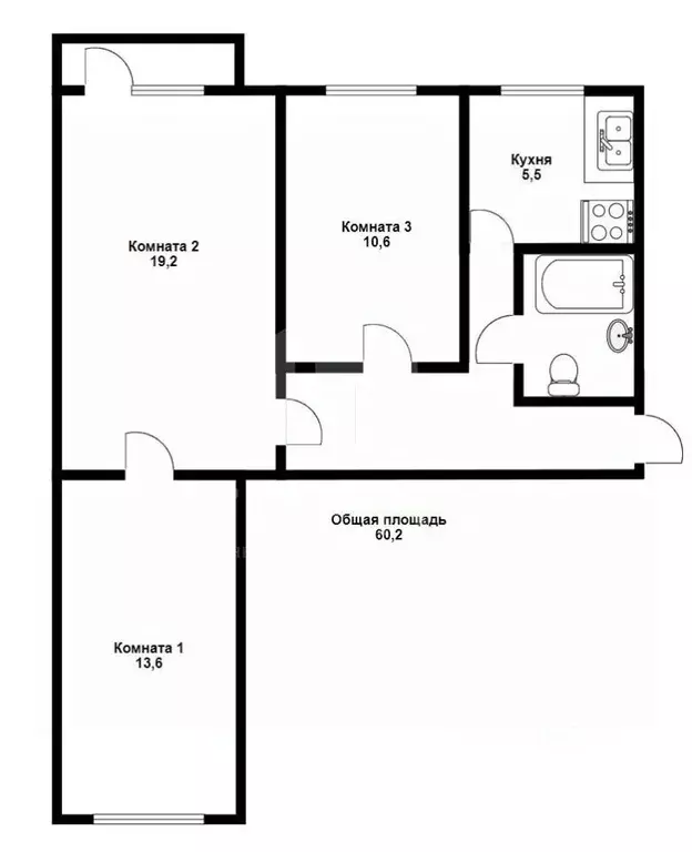 3-к кв. Санкт-Петербург Железноводская ул., 62 (59.5 м) - Фото 2