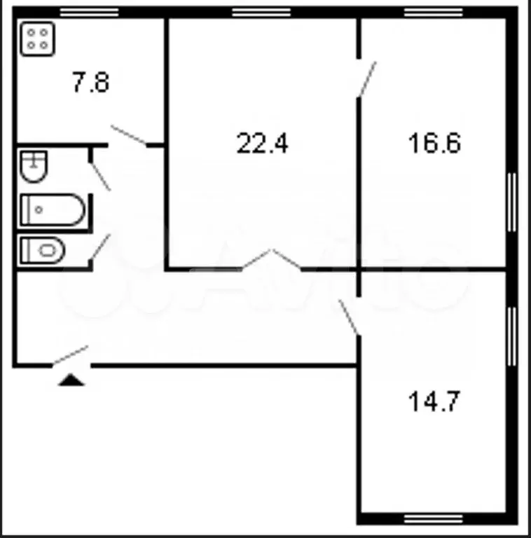 3-к. квартира, 78,1 м, 2/5 эт. - Фото 0
