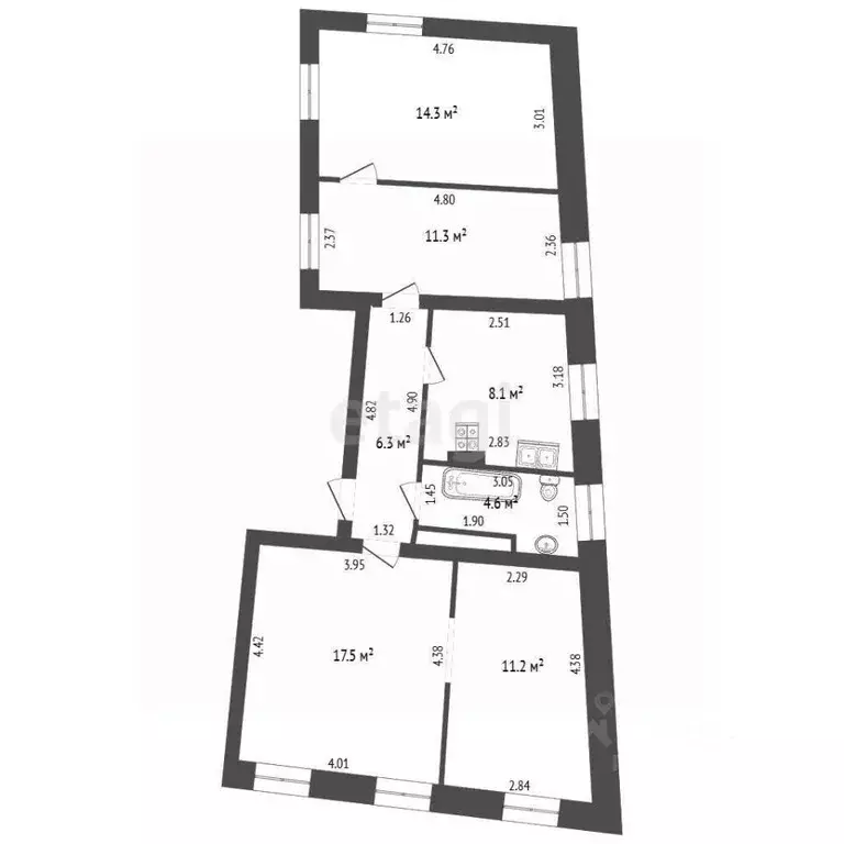4-к кв. Калининградская область, Калининград Госпитальная ул., 17 ... - Фото 2