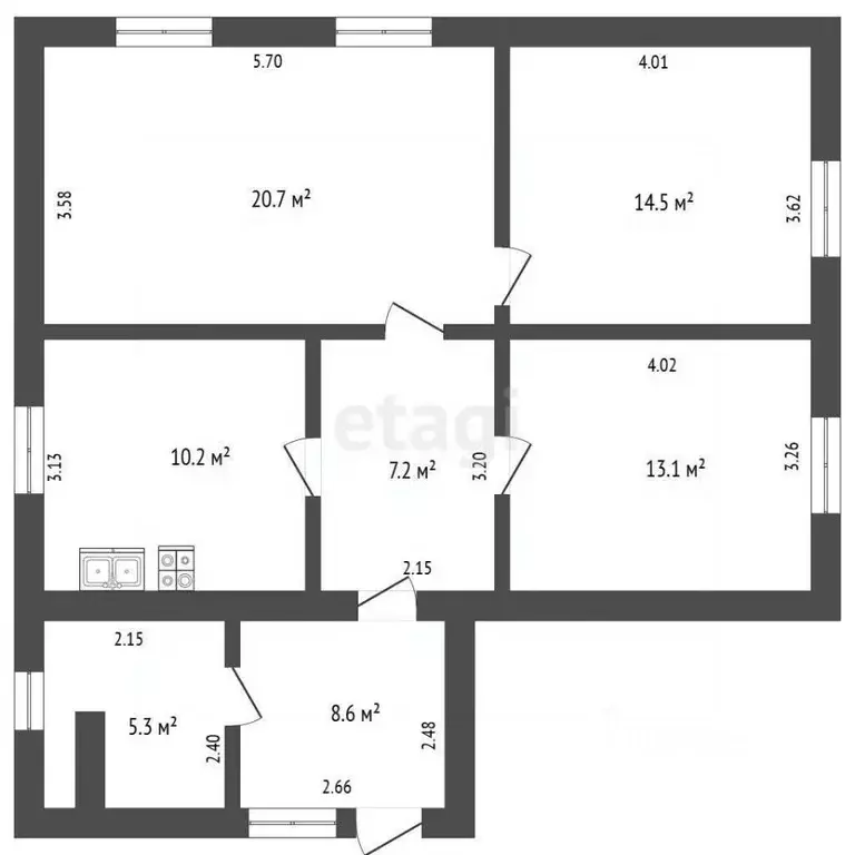 Дом в Крым, Сакский район, с. Добрушино ул. Урожайная, 61 (78 м) - Фото 2