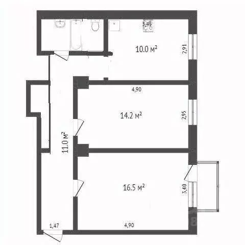 2-к кв. Омская область, Омск ул. 11-я Линия, 183 (58.0 м) - Фото 1