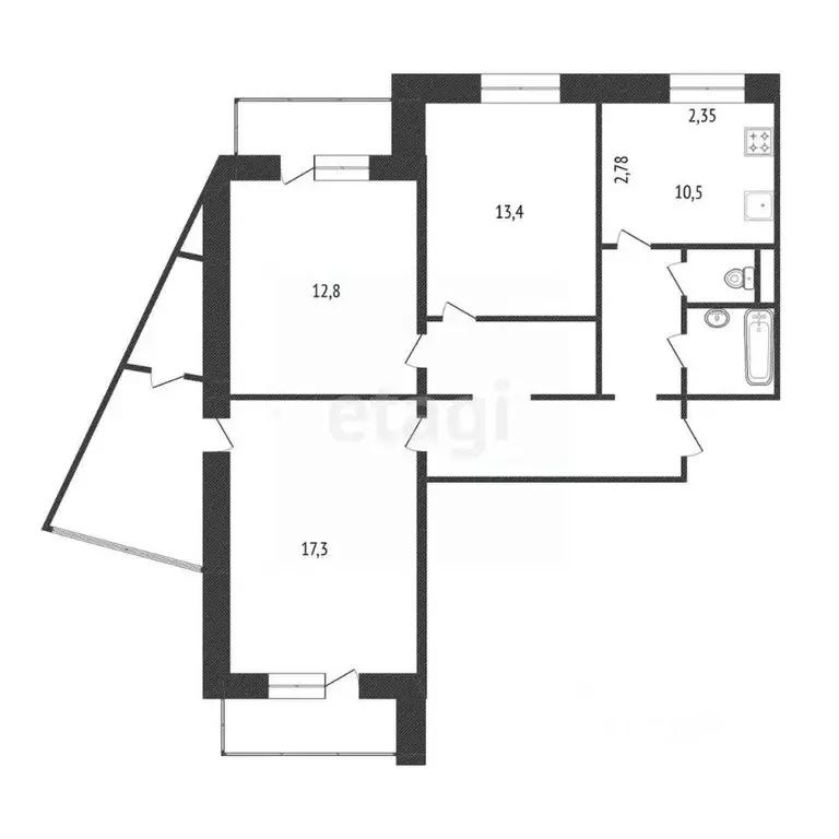 3-к кв. Белгородская область, Белгород ул. 5 Августа, 29а (75.0 м) - Фото 1