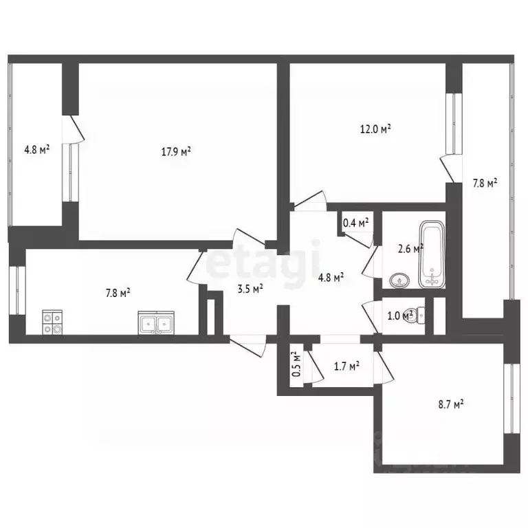 3-к кв. Севастополь ул. Михайловская, 23 (73.5 м) - Фото 2
