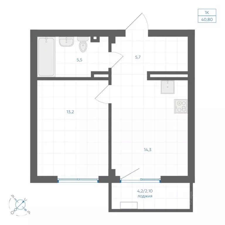 1-к кв. Челябинская область, Челябинск Клевер жилой комплекс (40.8 м) - Фото 1