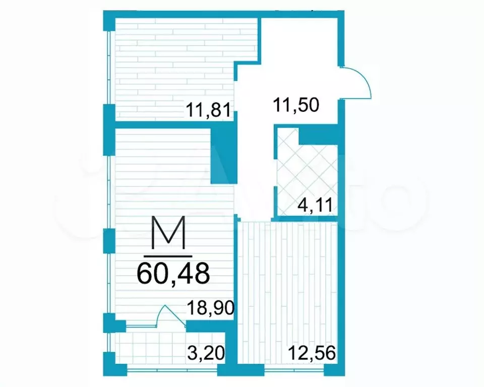 2-к. квартира, 60,5 м, 15/25 эт. - Фото 1