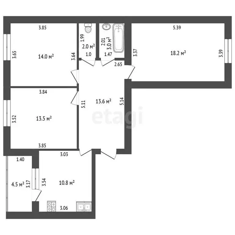3-комнатная квартира: Стерлитамак, улица Николаева, 20 (75.1 м) - Фото 1