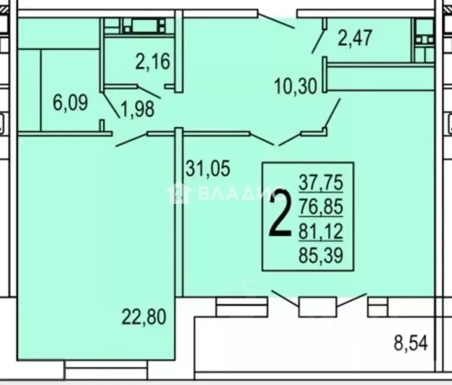2-к кв. Москва Новогиреевская ул., 5Ак2 (77.0 м) - Фото 2