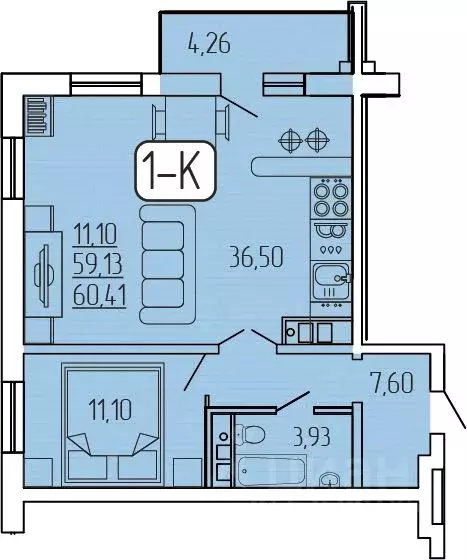 2-к кв. Бурятия, Улан-Удэ 140Б мкр,  (60.41 м) - Фото 1