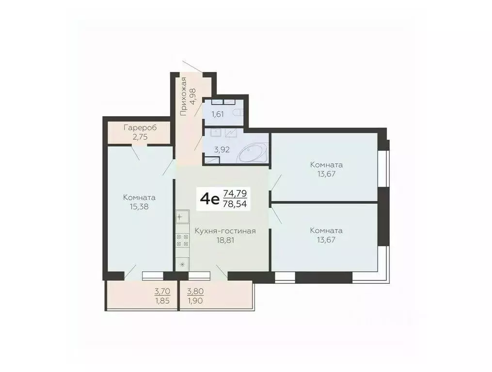 4-к кв. Воронежская область, Воронеж Ленинградская ул., 118А (78.54 м) - Фото 0