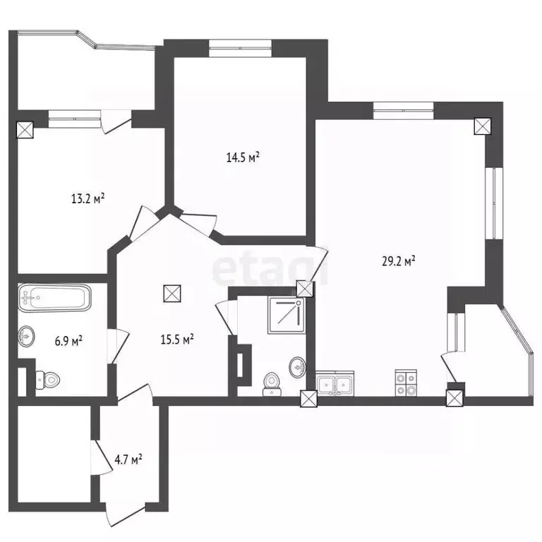 3-к кв. Чувашия, Чебоксары Университетская ул., 34 (92.6 м) - Фото 2