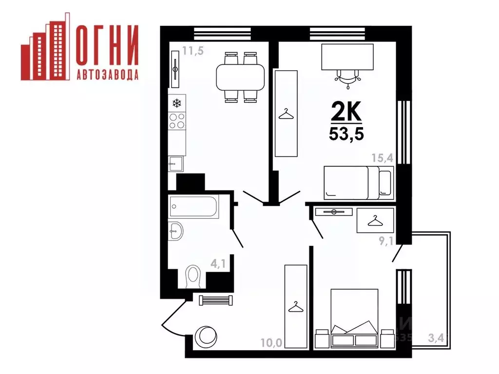 2-к кв. Нижегородская область, Нижний Новгород Коломенская ул., 8к4 ... - Фото 1