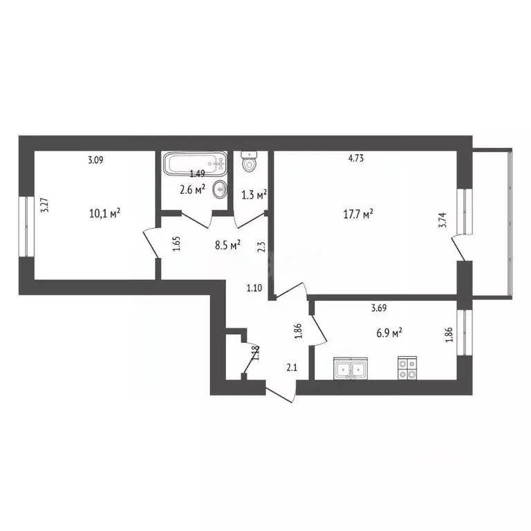 2-к кв. Алтайский край, Барнаул городской округ, Южный рп ул. ... - Фото 2