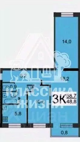 3-к кв. Нижегородская область, Нижний Новгород Юбилейная ул., 34 (58.0 ... - Фото 2