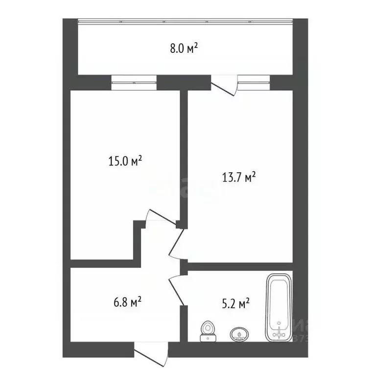 1-к кв. Амурская область, Благовещенск Партизанская ул., 64/2 (42.7 м) - Фото 2