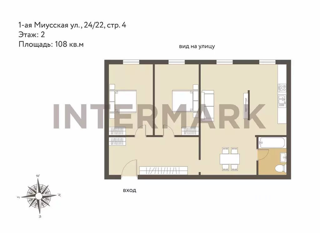 3-к кв. Москва 1-я Миусская ул., 24/22С4 (108.0 м) - Фото 1