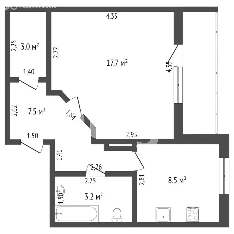 1-комнатная квартира: Тобольск, 4-й микрорайон, 43 (42 м) - Фото 1