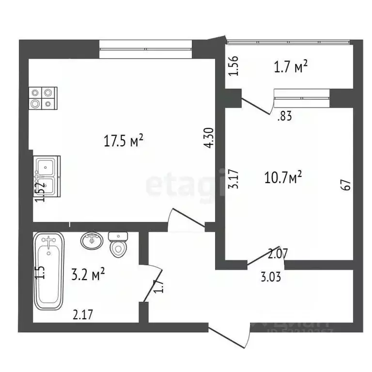 2-к кв. Татарстан, Набережные Челны ул. Николая Иванцова, 12 (41.4 м) - Фото 1
