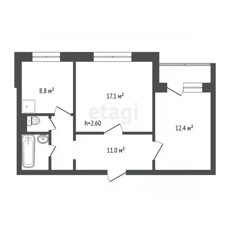 2-к кв. Красноярский край, Красноярск Судостроительная ул., 109 (53.0 ... - Фото 1