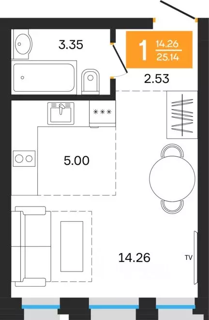 1-к кв. Башкортостан, Уфа ул. Нуриманова (25.14 м) - Фото 1