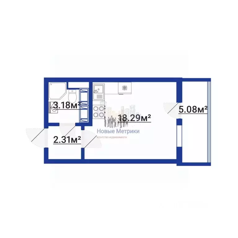 Студия Санкт-Петербург Комендантский просп., 66к5 (25.0 м) - Фото 2