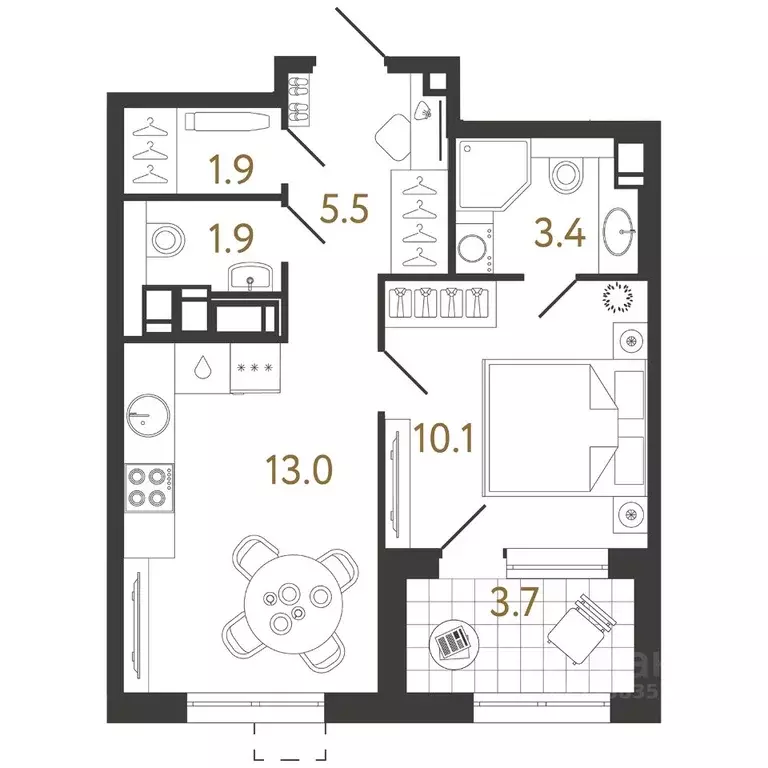 1-к кв. Санкт-Петербург ул. Шостаковича, 8к2Б2 (35.8 м) - Фото 0